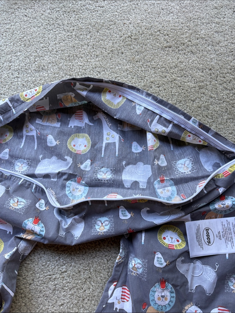 Boppy gray safari breastfeeding pillow cover EUC - Picture 3 of 4